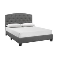 Dane Queen size krevet, potpuno tapacirani zakrivljeni uzglavlje, svijetlo siva - Saltoro Sherpi