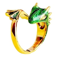 Prsten Izvrsni podesivi unise punk nakit Enamel zmajski prsten za zabavu Legura zelena