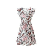 Haljine za žene plus veličine haljine modni leptir rukav casual labav cvjetni tiskani bijeli 2x