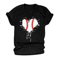 Ženska majica za bejzbol srca Slatka grafička majica kratka majica s V-izrezom