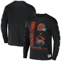 Muški NFL STAPLE Black Cleveland Browns Svjetska renomirana majica s dugim rukavima