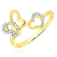 0,10CTW Natural Diamond 10K žuti zlatni leptir bypass prsten