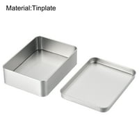 Uxcell metalna limena kutija, 4,92 3,54 1,38 pravokutna prazna za skladišna ploča sa poklopcima, srebrni