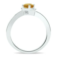 Ženski citrinski i dijamantski talasni prsten u bijelom zlatu od 10k