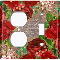 Preklopni poklopac ploče za metalno svjetlo Elegantne crvene cvjetne prirode Pismo Damask FLW085