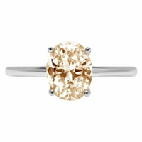 2. CT sjajan ovalni rez prozirni simulirani dijamant 18k bijeli zlatni pasijans prsten sz 9.75