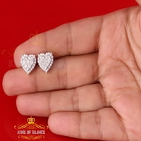 Muški kralj Bling-a Srebrni bijeli bijeli 1,00ct vvs 'd' moissine 3D naušnice srca