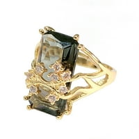 Elneeya ženski dijamantski hladni prsten zlatni kvadratni cirkon zvona veličine 8