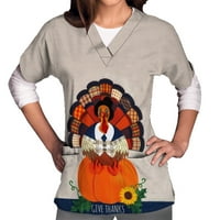 Zahvaliteljivijskih majica za žene Turska bundeve grafičke teže slatke sestrinske uniforme V-izrez bluza