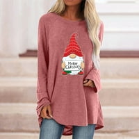 Ženski božićni pulover Teretana dugih rukava okrugli vrat Pink XL