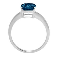 2. CT briljantan Asscher Cut Prirodni London Blue Topaz 14k bijeli zlatni pasijans prsten sz 10