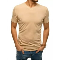 YOBECHO muške ljetne majice s kratkim rukavima V-izrez pune boje