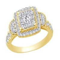 Modni angažman vjenčani prsten u 14K žutom zlatu s okruglim rezom bijeli prirodni dijamant sa veličinom