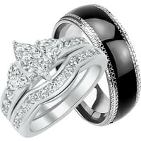 Njezin njen vjenčani prsten set Marquis angažman parove obećavaju da je prsten 13