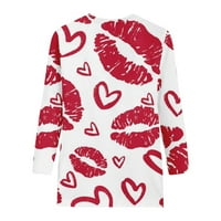 Ženska dukserica Valentines Day Cleance Ženski trendy Valentinovo tiskani majica rukava rukava bluza