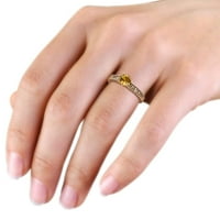Citrine Milgrain Work cvjetni ugravirani zaručnički prsten 0. CT 14K Rose Gold.Size 9.0