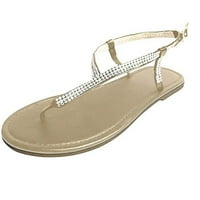 Hernalise Modne žene Ljetne sandale ravne otvorene nožne prste Rhinestone Comfy casual cipele za plažu