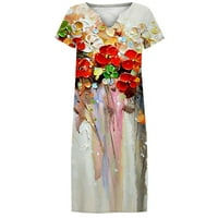 Ljetne haljine za žene - Ležerne modne posteljine Ombre Shift haljina Slim V rect majica Dužina koljena