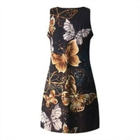 Oiangi Summer Haljina za žene bez rukava O-izrez plus veličina cvjetna štampa tanka kratka haljina Print