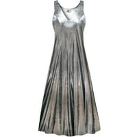 Plus size Petite ženske haljine srebrni metalik bez rukava s niskim princezom V-izrezom