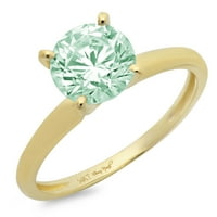 CT sjajan okrugli rez simulirani zeleni dijamant 14k žuti zlatni pasijans prsten sz 10
