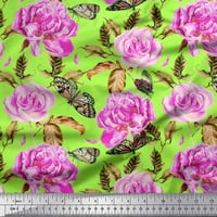 Tkanina sa pamukom Soimoi Buttefly, lišće i ruža cvjetni otisak šivaći tkaninski dvorište širom