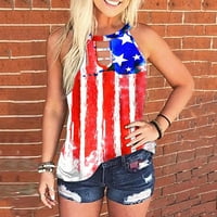 Dabuliu 4. jula Tenk TOP ženske vrećice američke američke zastave Funny V izrez majice bez rukava patriotsko-dnevna