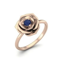 Okrugli plavi safir Sterling srebrna ruža Vermeil cvijet ružičasti cvijet ženski vjenčani prsten
