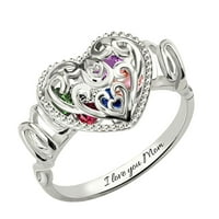 Mothers Pokloni, zircon u obliku otvorenog operativnog prstena prstena majke poklon nakit srčani poklon