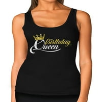 Rođendanska kraljica Top za žene i djevojke Birthday Girly Crown Ženski tenk Top srednje crno
