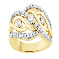 Bijeli prirodni dijamantni modni prsten u 10k žutom zlatu