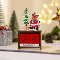 Božićni drveni adventski kalendar sa klasičnim božićnim elementima tiskanim za ukrašavanje sobe za božićnu
