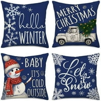 Zimska plava ukrasna jastuk set merry božićnog stabla kamion Baby, hladno je vanjski palačići za snjegoviće