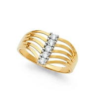 Jewels 14k bijelo žute i ruže Three Color Gold Semanario Kubična cirkonija CZ Veličina prstena 7