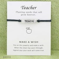 Minđuše podučavaju narukvicu na narukvicu na narukvicu nakita na inspirativnoj kartici za učitelja