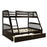 Brana drveni krevet na kat, blizanci preko punog kreveta na kat s ladicama za krevet, teški krevet od