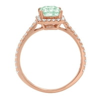 1.96ct smaragdni rez zeleni simulirani dijamant 18k ružičasto zlato Angažovanje halo prstena veličine