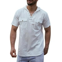 Muška majica Muška majica sa čvrstim kapuljačom košulja sa okruglim vratnim kratkim rukavima modna casual