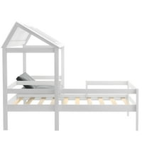 Bijela, dvostruka kućica za krevet, krevet u obliku kućnog oblika sa rela sjedala i besplatnim jastucima