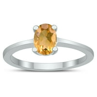 Ženski ovalni pasijans 7x citrinski prsten u 10k bijelo zlato