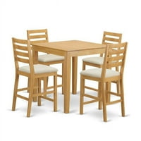 Set pub za visinu brojača - stol i kontra visine stolice - hrast, broj predmeta: 5, oblik: kvadrat,