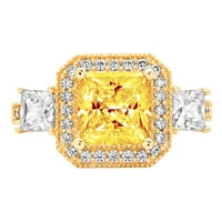 3. CT sjajna princeza Clear Simulirani dijamant 18k žuti zlatni pasijans sa akcentima Trobonski prsten