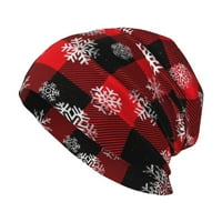 Snowflake Buffalo Plaid Crvena Slouchy Beanie za žene Muškarci Stretch Sleep Hat Funkcija Poklon Jesenska