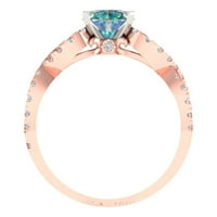 1. CT sjajan okrugli rez Clear Simulirani dijamant 18k ružičasto bijelo zlato pasijans sa Accenting prstenom SZ 7.5