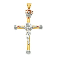 Jewels 14k Bijela žuta i ruža Tri Color Gold Fancy Christian Crucifi Cross Privjesak