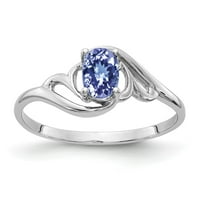 Čvrsta 14k bijelo zlato 6x ovalna tanzanite plava prosinac draganski zaručnički prsten veličine 8.5