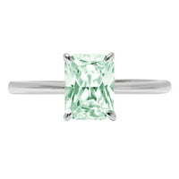 1. CT sjajan zračenje simulirani zeleni dijamant 14k bijeli zlatni pasijans prsten sz 7.75