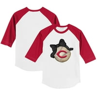 Omladinski sitni otvor bijeli crveni cincinnati crveni bejzbol luk 3 majica sa 4 rukava Raglan