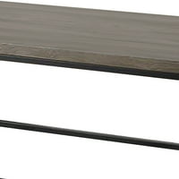 Benzara Industrial Style Minimalni stolić za kavu sa drvenom gornjem i metalnom bazom, sivom bojom