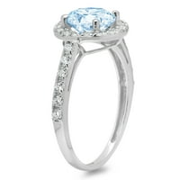 2.37ct okrugli rez plavi simulirani dijamant 18k bijelo zlato Angažovanje halo prstena veličine 4,25